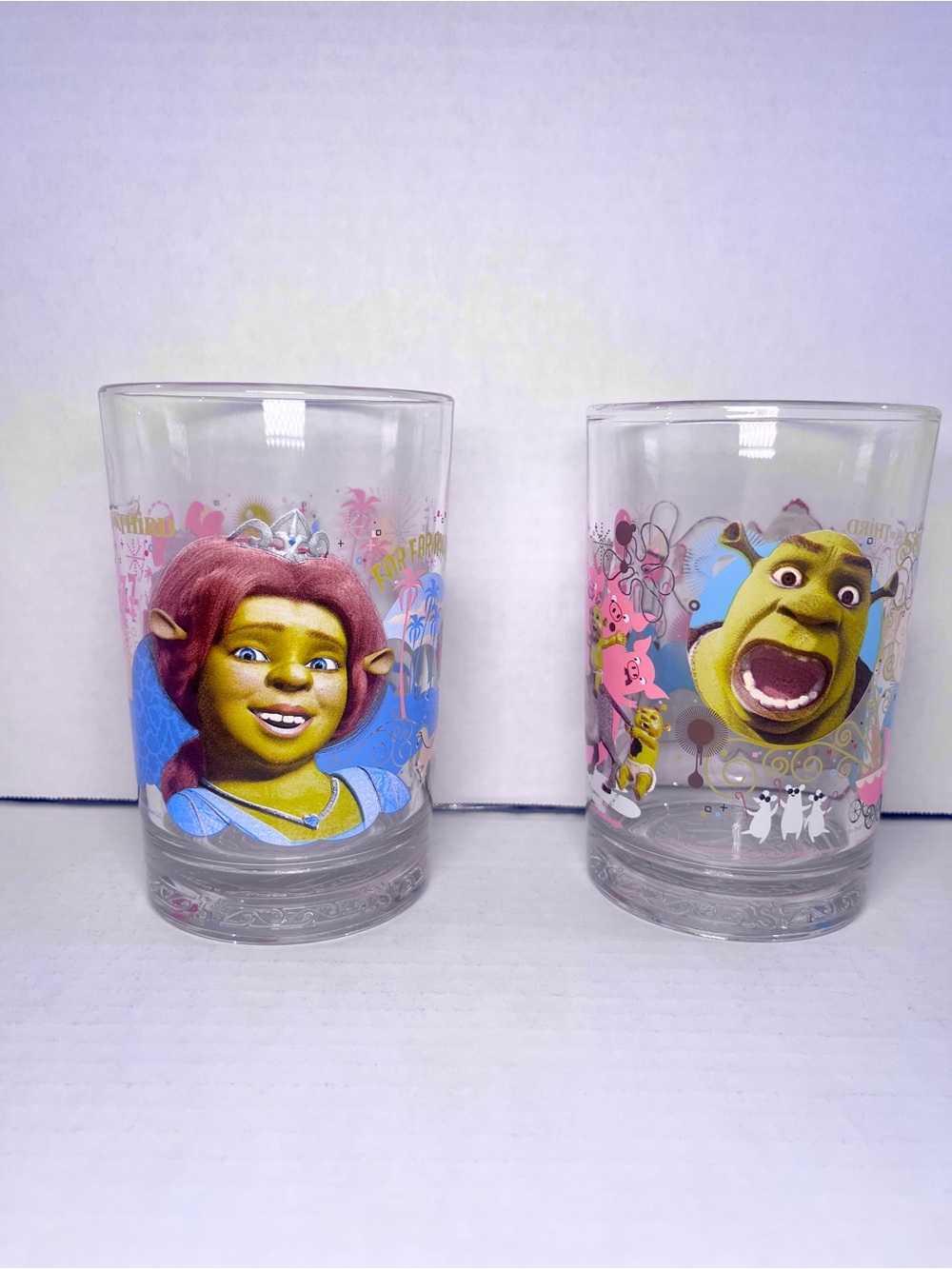 2007 Dreamworks Shrek The Third 2pc Set McDonald's Collectible Glasses 16 oz